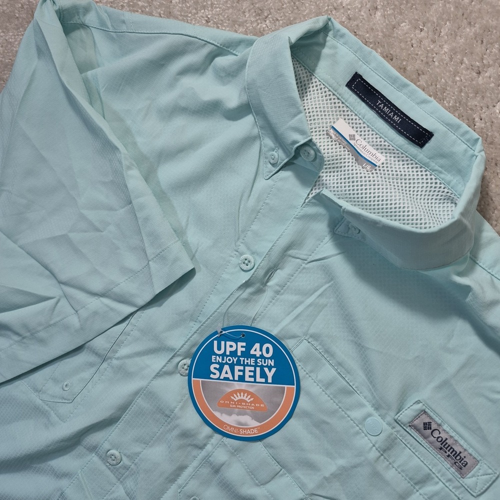 Columbia PFG Tamiami Shirt Mens Large Green Vented Performance Fishing Outdoor
